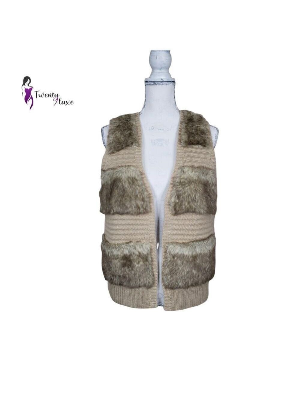 Leo & Nicole Women's Tan Faux Fur Vest Size S
